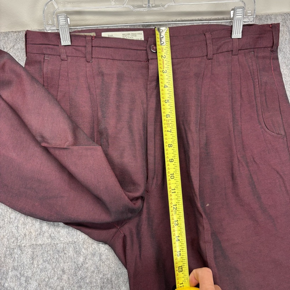 True Vintage Policy Designs Trouser Pants Rayon Maroon Men's 34x26 Balloon 60s - Picture 9 of 15